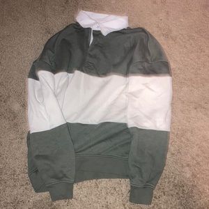 Green and White Mens Collared Shirt